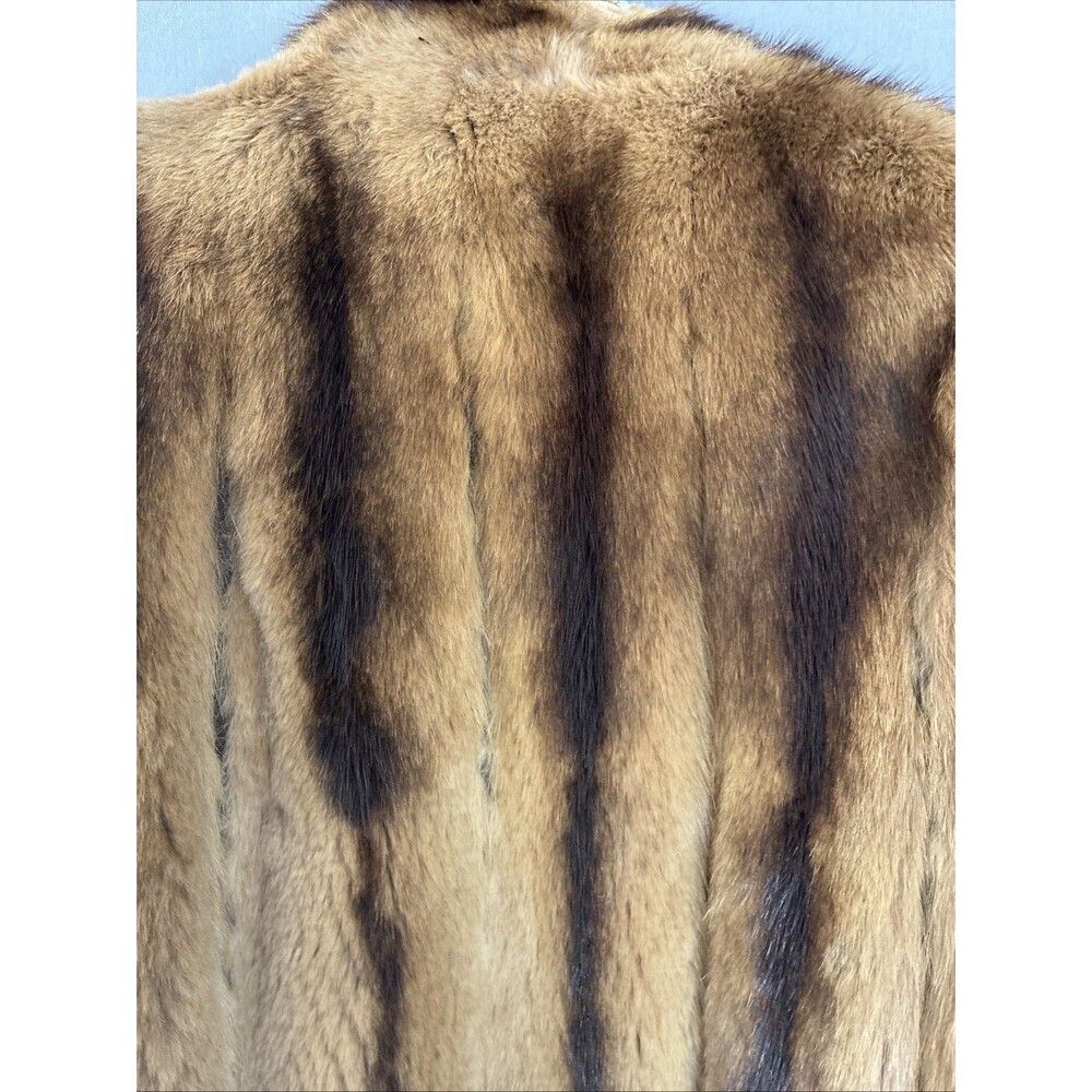 Vtg Maas Brothers Florida Brown Fur Cropped Coat Stole Small Mob Wife FLAWS READ - Picture 3 of 16